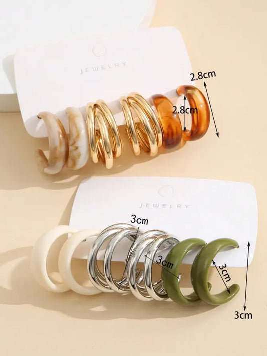 Lot de 6 Paires de Boucles d’Oreilles Multicolores – Style Bohème Chic UMII