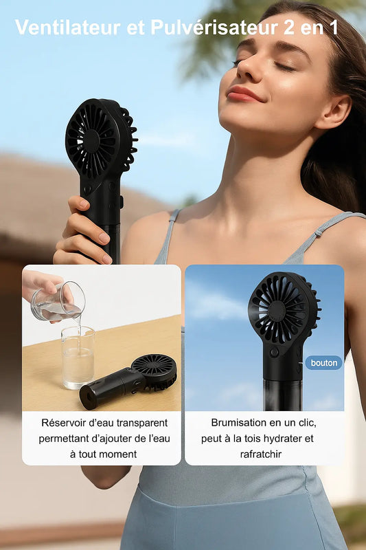 Ventilateur Humidificateur Portable Noir – USB Rechargeable UMII