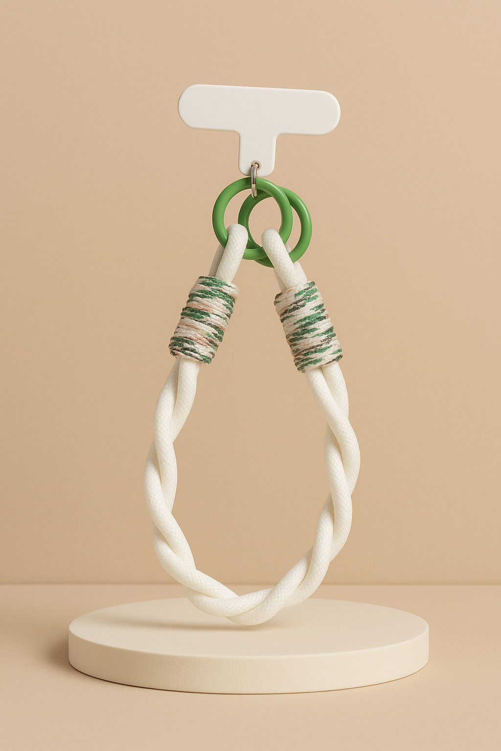 Cordon Décoratif Marguerite – Dragonne de Poignet Tressée pour Téléphone – Blanc et Vert