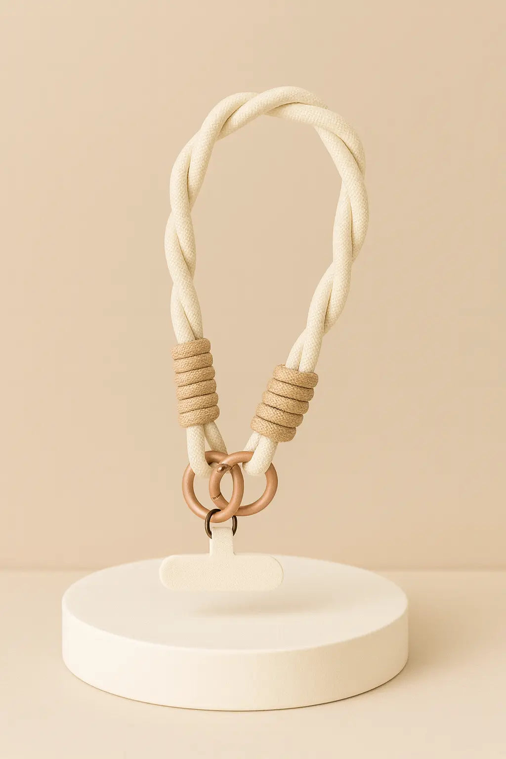 Cordon Décoratif Marguerite – Dragonne de Poignet Tressée pour Téléphone – Beige et Marron UMII