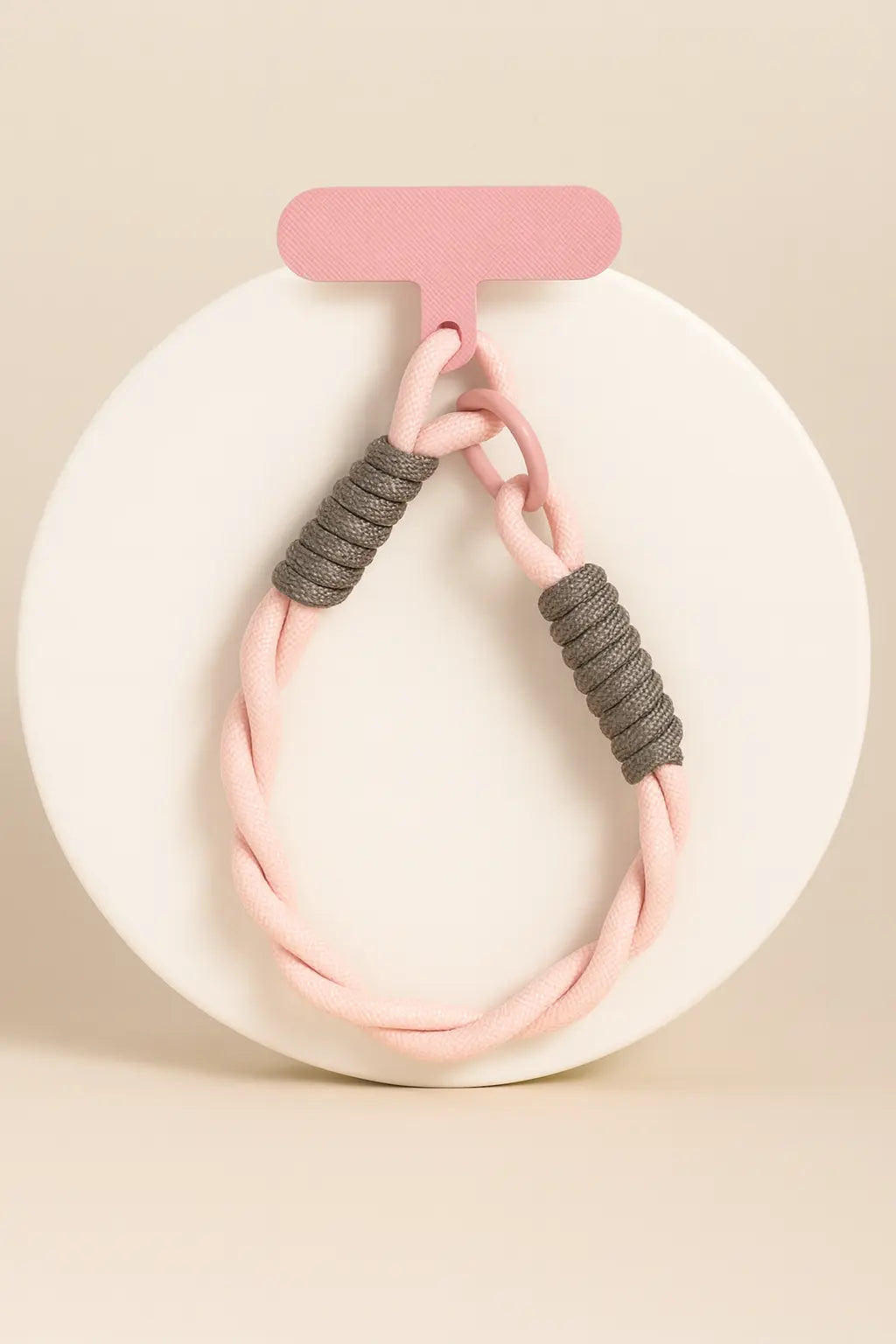 Cordon Décoratif Marguerite – Dragonne de Poignet Tressée pour Téléphone – Rose et Gris UMII