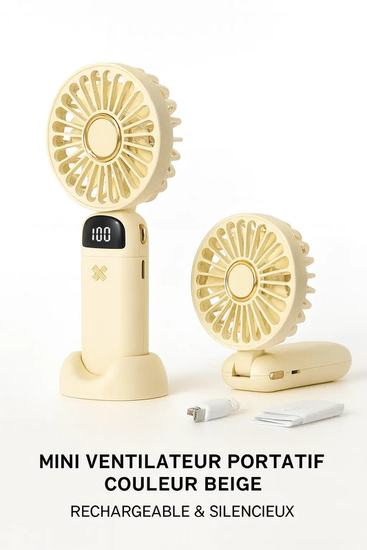 Mini Ventilateur Portatif Silencieux – Couleur Beige UMII