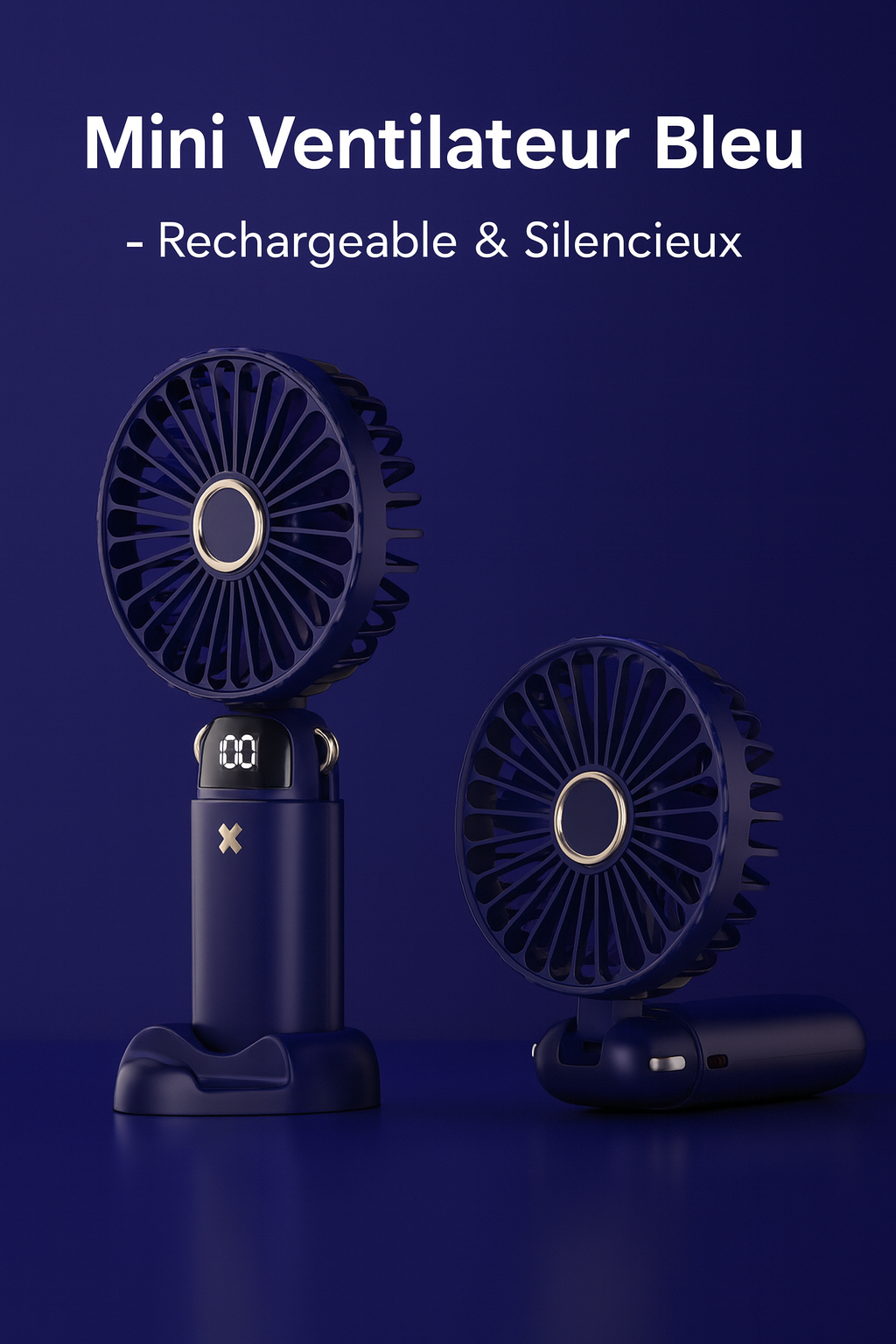 Mini Ventilateur Portatif Silencieux – Couleur Bleu