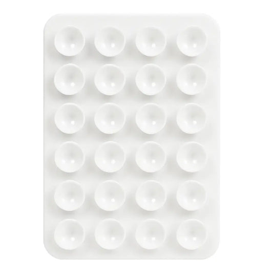 Support Mural Téléphone en Silicone Blanc – Carré, Antidérapant, à Ventouse et Autocollant UMII