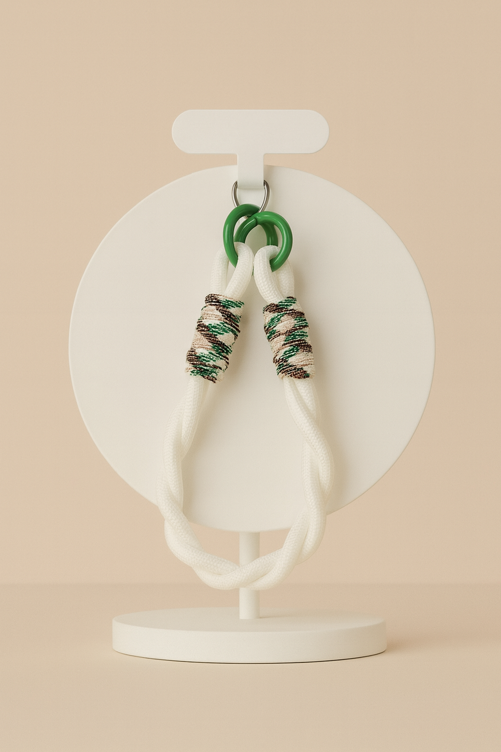 Cordon Décoratif Marguerite – Dragonne de Poignet Tressée pour Téléphone – Blanc et Vert