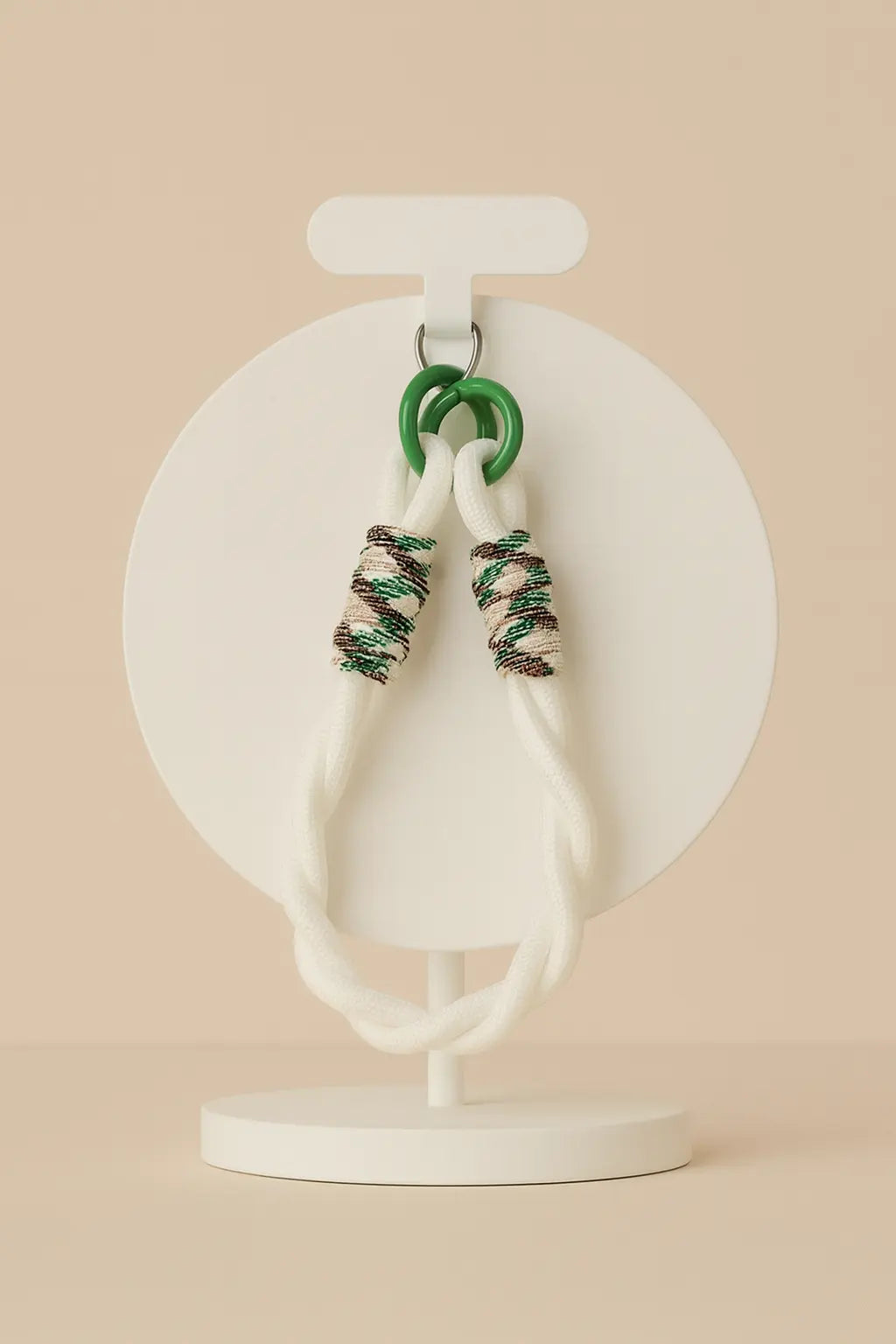 Cordon Décoratif Marguerite – Dragonne de Poignet Tressée pour Téléphone – Blanc et Vert UMII