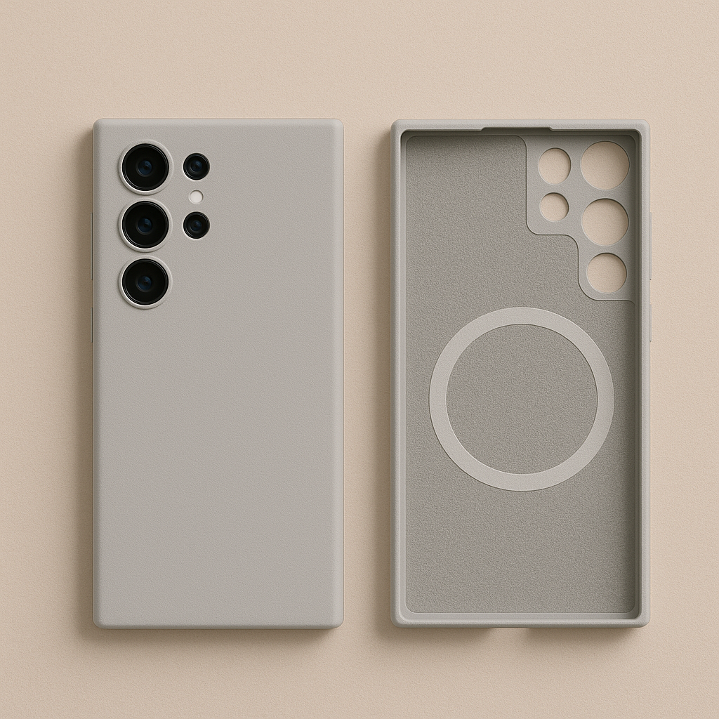 Coque Titanium Gray en Silicone Liquide Magnétique avec MagSafe – Samsung Galaxy