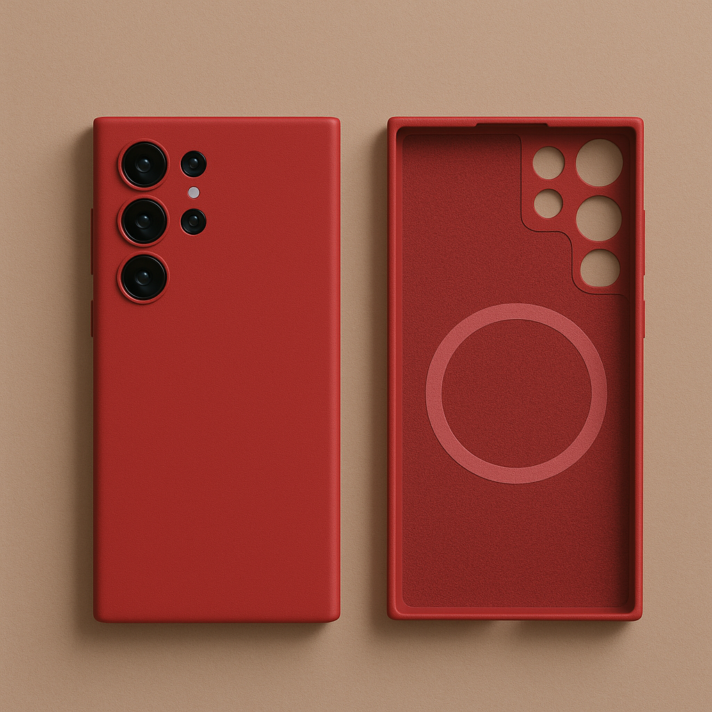 Coque Rouge en Silicone Liquide Magnétique avec MagSafe – Samsung Galaxy S23 Ultra