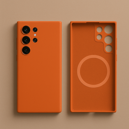 Coque Orange en Silicone Liquide Magnétique avec MagSafe – Samsung Galaxy S23 Ultra