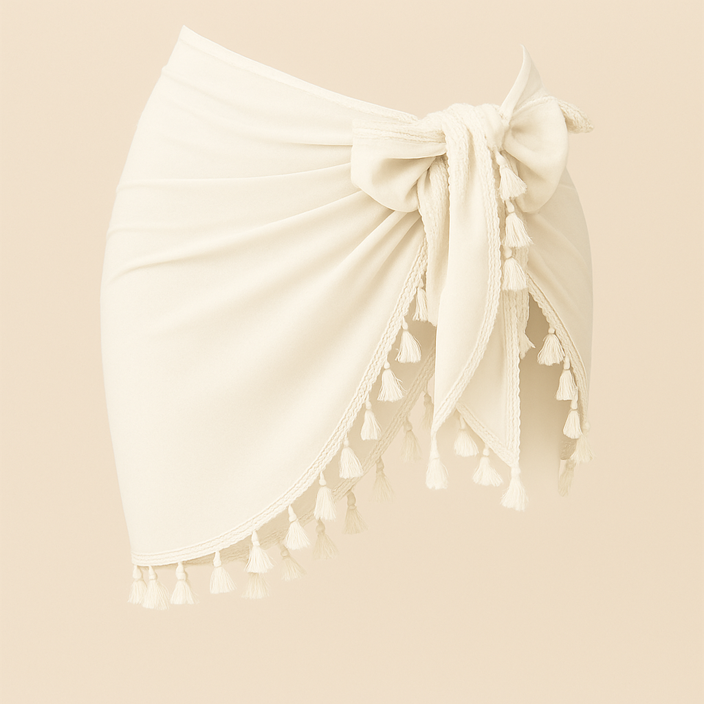 Sarong Femme 2025 – Jupe Courte en Mousseline de Soie avec Glands