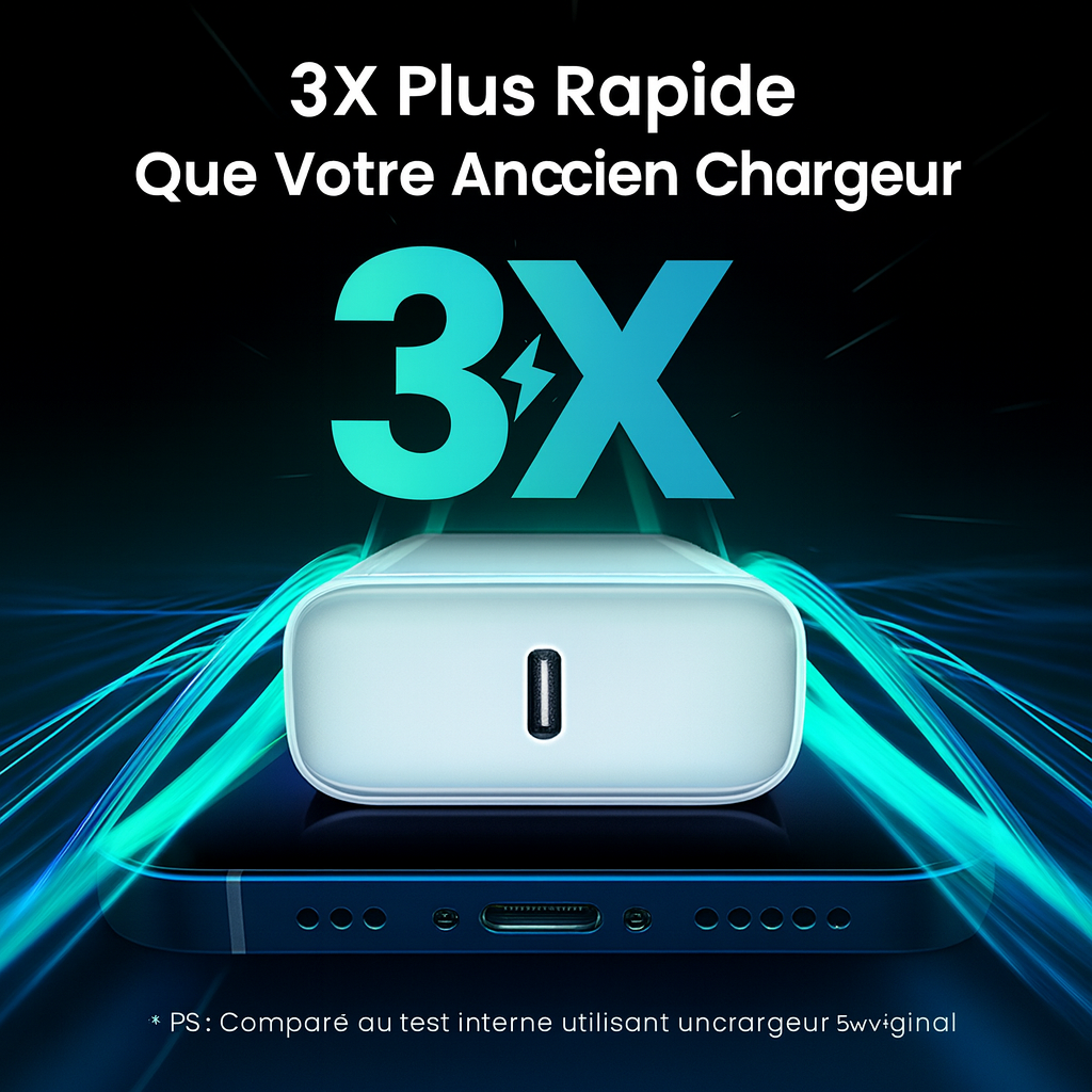 Adaptateur Secteur USB-C PD 35W – Charge Rapide pour iPhone 11 à iPhone 17 Pro Max & Plus