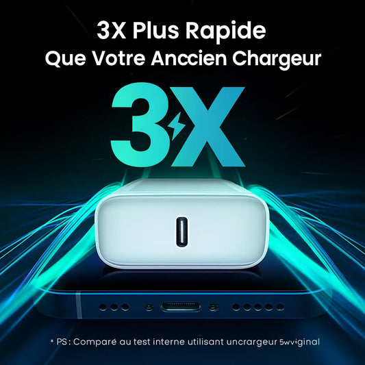 Adaptateur Secteur USB-C PD 35W – Charge Rapide pour iPhone 11 à iPhone 17 Pro Max & Plus UMII