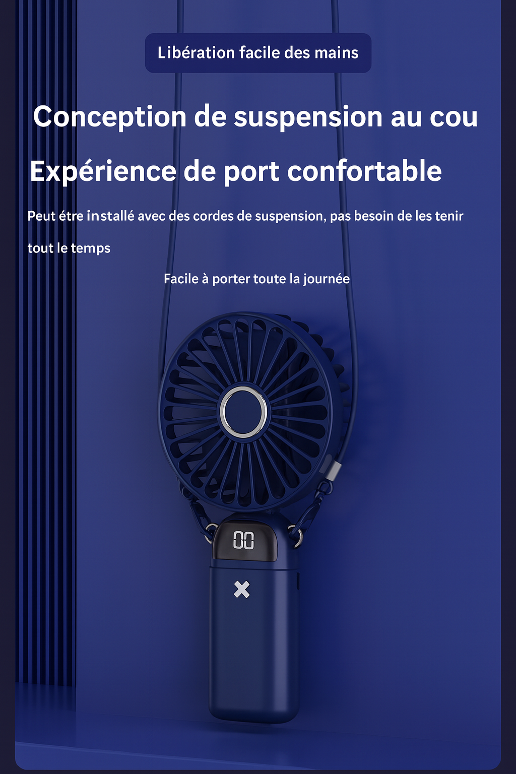 Mini Ventilateur Portatif Silencieux – Couleur Bleu