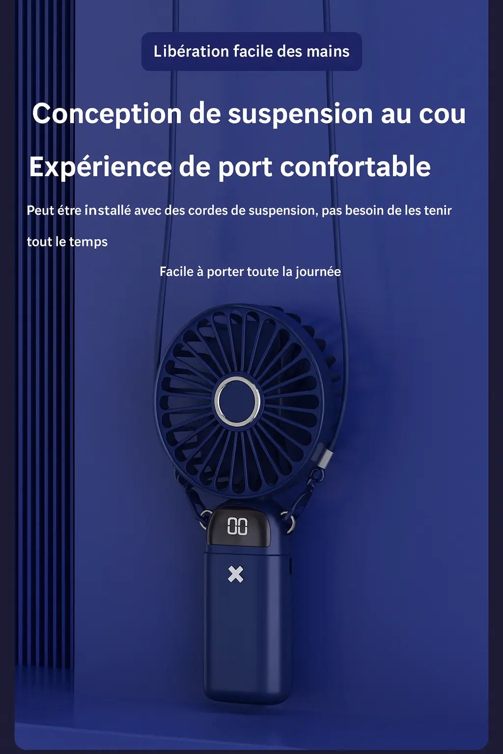 Mini Ventilateur Portatif Silencieux – Couleur Bleu UMII