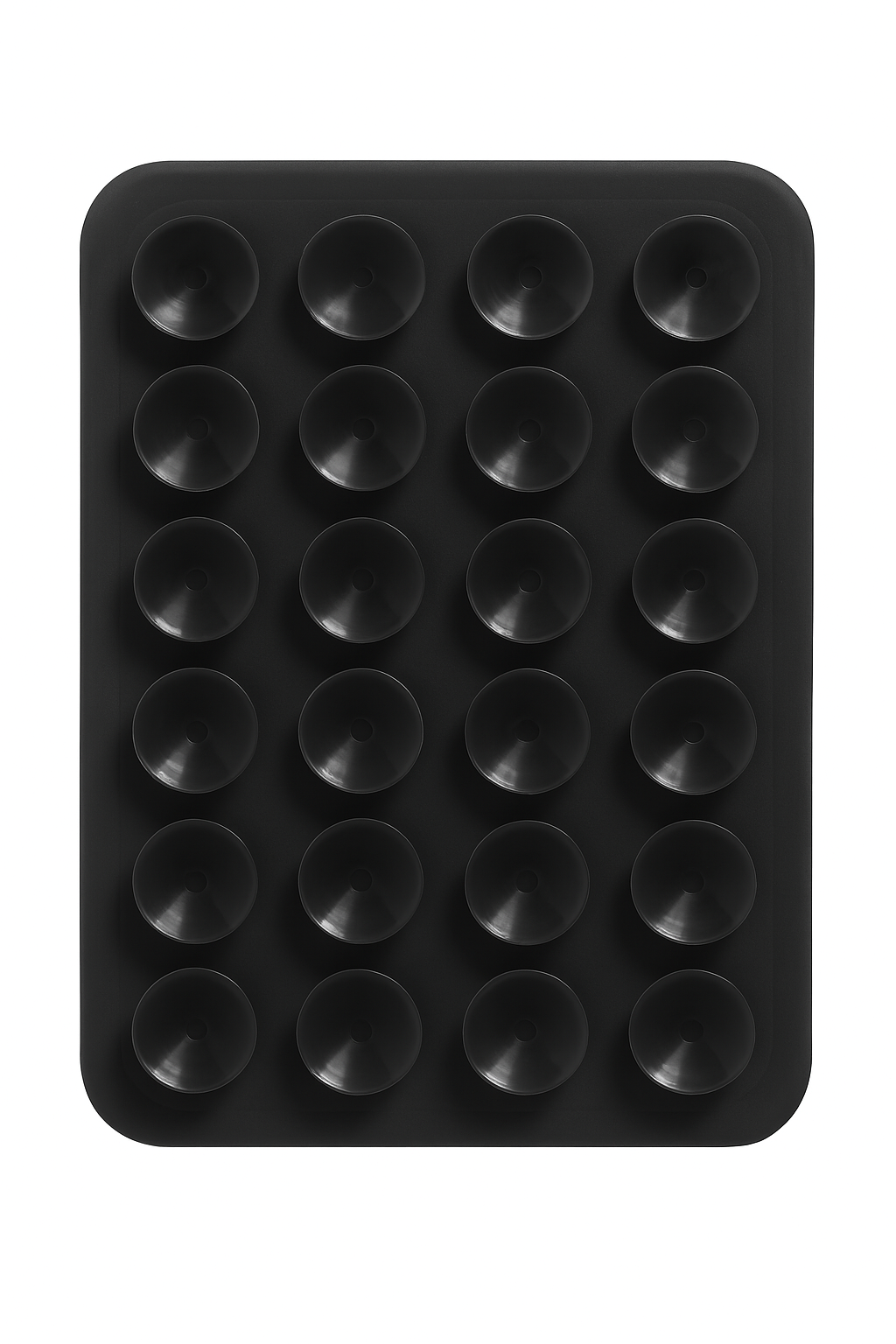 Support Mural Téléphone en Silicone Noir – Carré, Antidérapant, à Ventouse et Autocollant