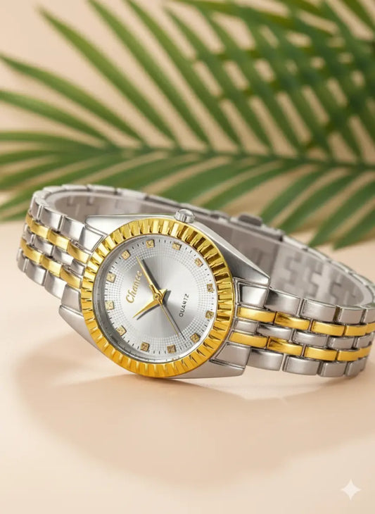 Montre Femme "Chance" + Bracelet – Quartz Élégant Bicolore UMII