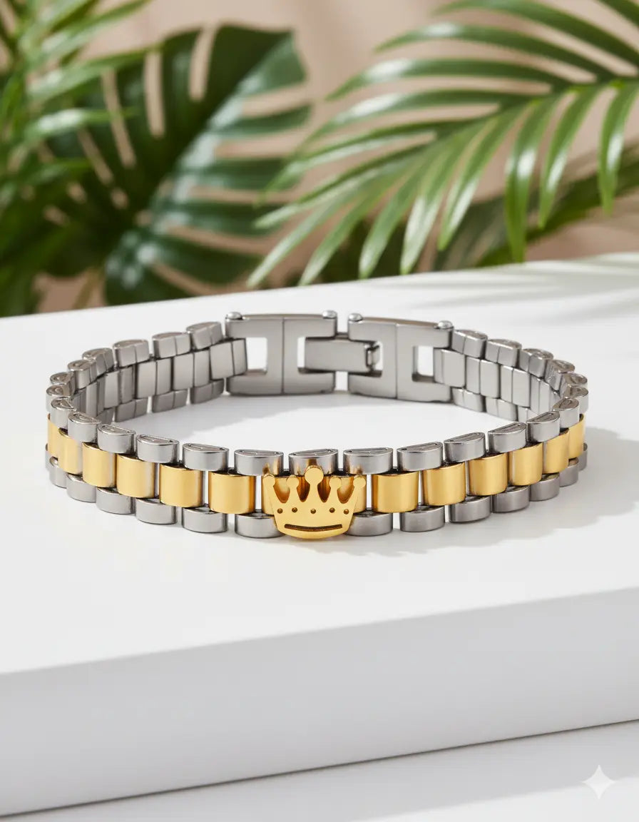 Bracelet Homme Acier Inoxydable – Design Trois Couronnes (L 20 cm) UMII