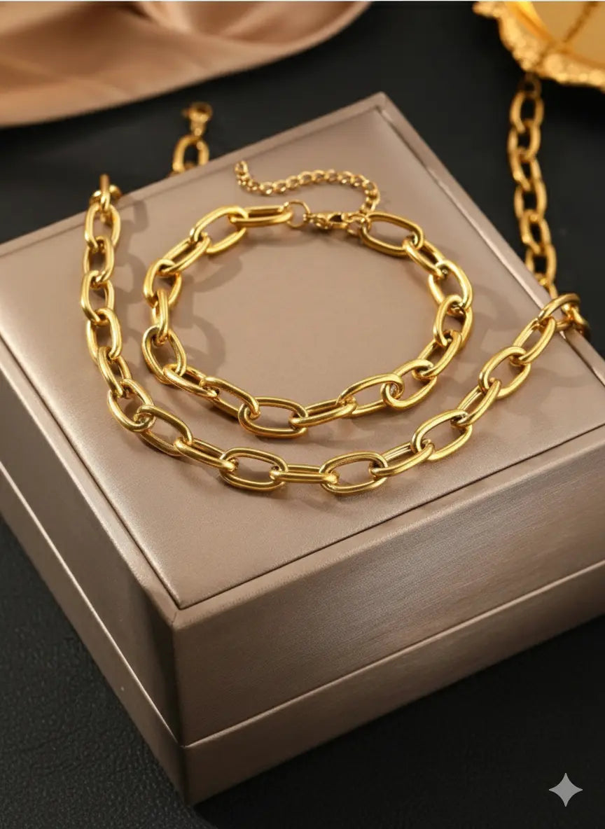 Ensemble Chaîne Épaisse en Acier Inoxydable – Aomogo (2 pièces) UMII