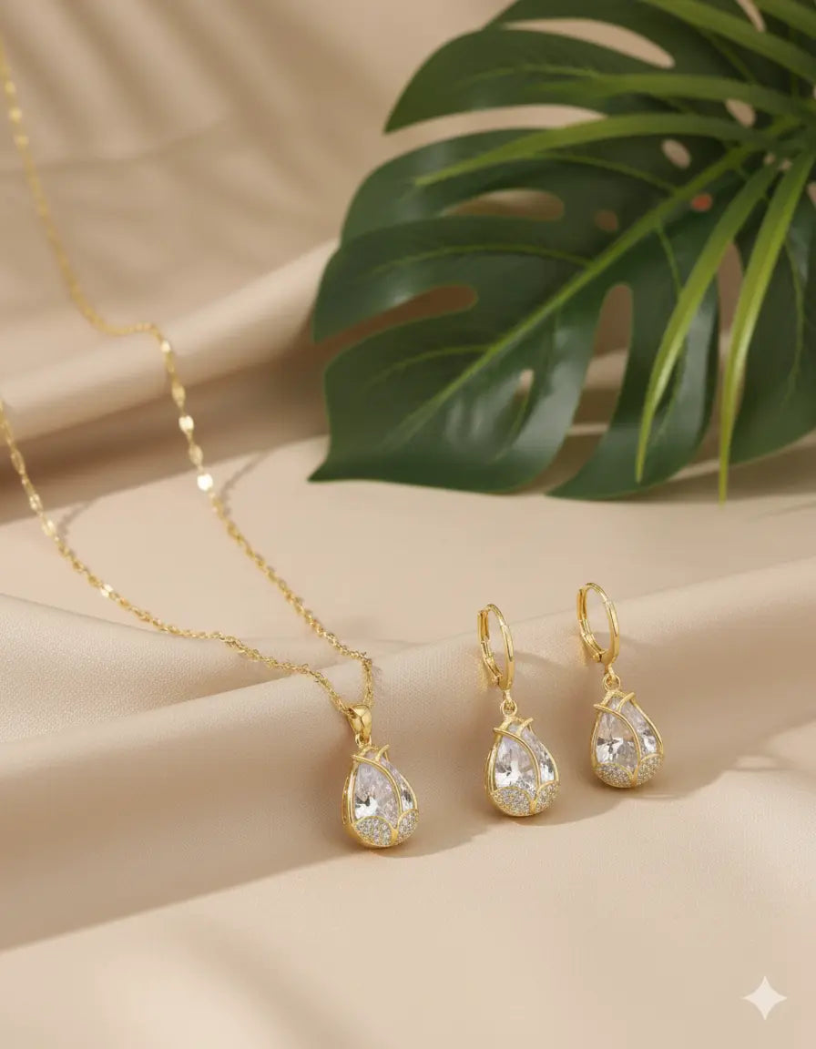 Parure Tulipe Cristal – Acier Inoxydable & Zirconium UMII