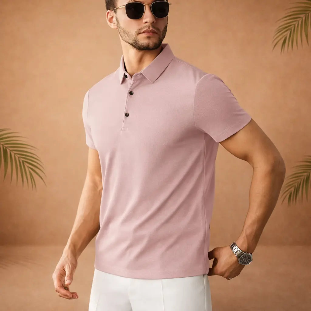 Polo homme manches courtes – uni, style décontracté UMII