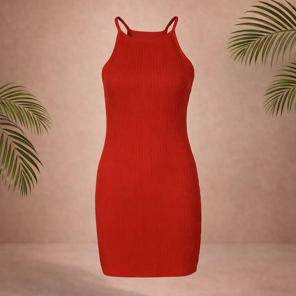 Robe courte tricotée à bretelles – dos ouvert UMII