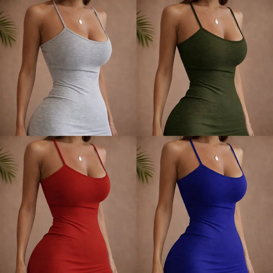 Robe moulante à bretelles col V UMII