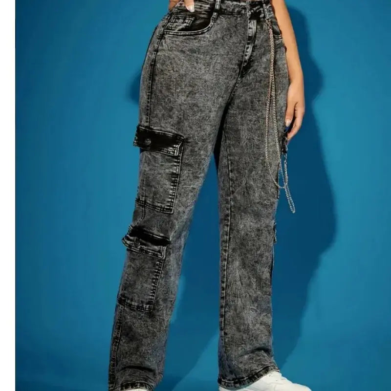 Jean Cargo Femme – Streetwear à Poches | Taille Haute UMII