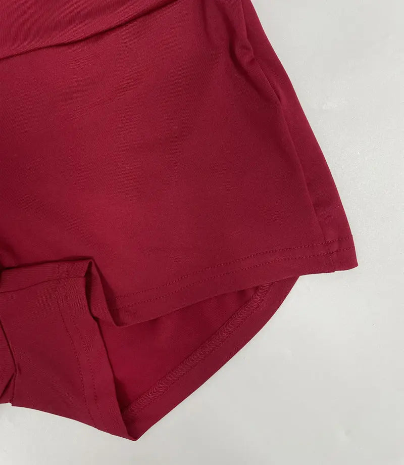 Sexy Solid Color Pant Co-ord Set Featuring Halter Neck, Sleeveless Design, and Short Length in Polyester Shorts UMII