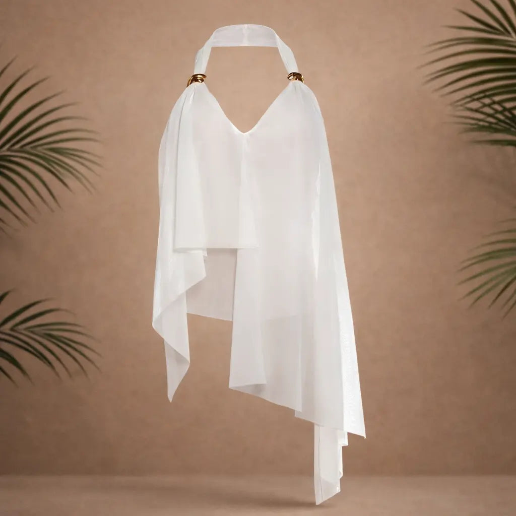 Camisole femme unie en polyester – col V asymétrique UMII