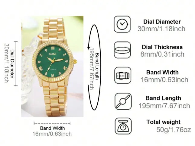 Set Bijoux Femme Luxe – Montre + Bracelet + Collier + Bague + Boucles d’oreilles UMII