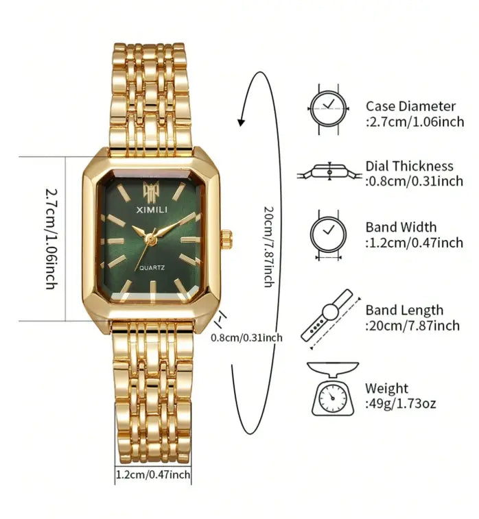 Montre Femme Élégante – Cadran Carré & Bracelet Acier UMII