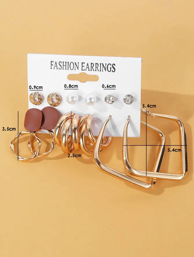 Lot de 6 Paires de Boucles d’Oreilles – Perles & Métal Doré UMII