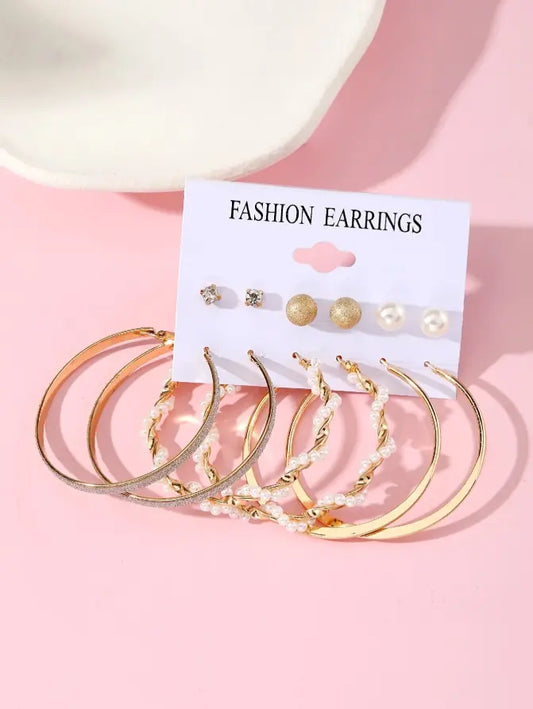 6 Paires – Boucles d’oreilles Vintage Perles & Strass UMII