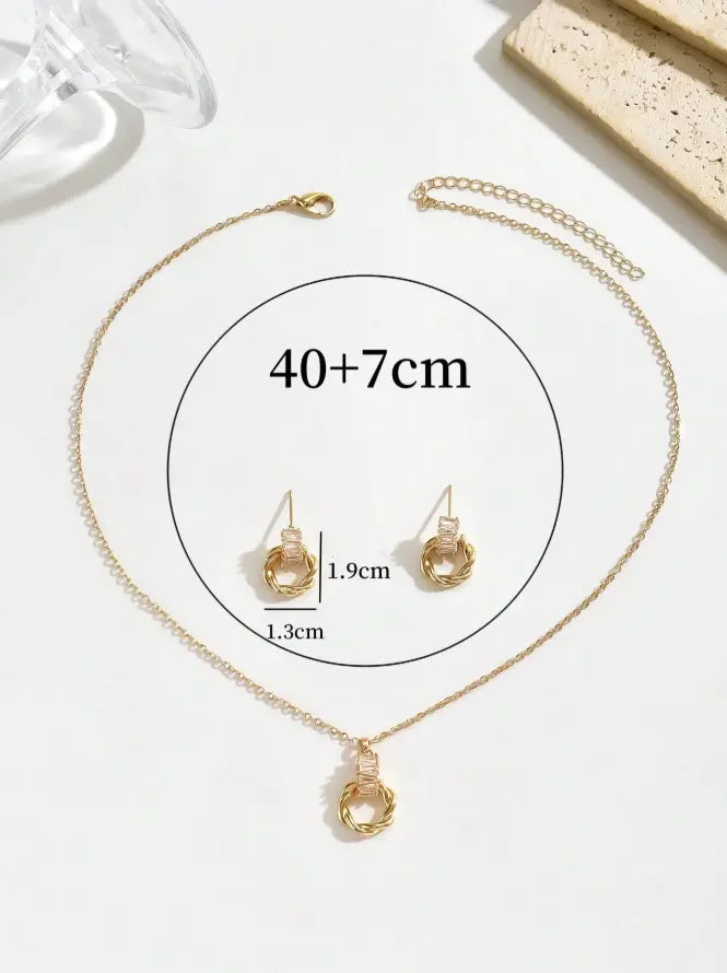 Set Collier & Boucles d’Oreilles – Cercle Élégant Strass UMII