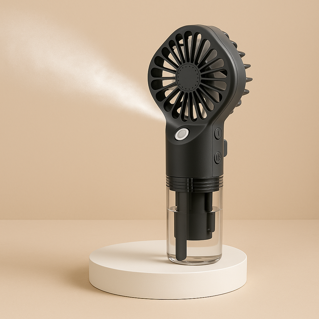 Ventilateur Humidificateur Portable Noir – USB Rechargeable