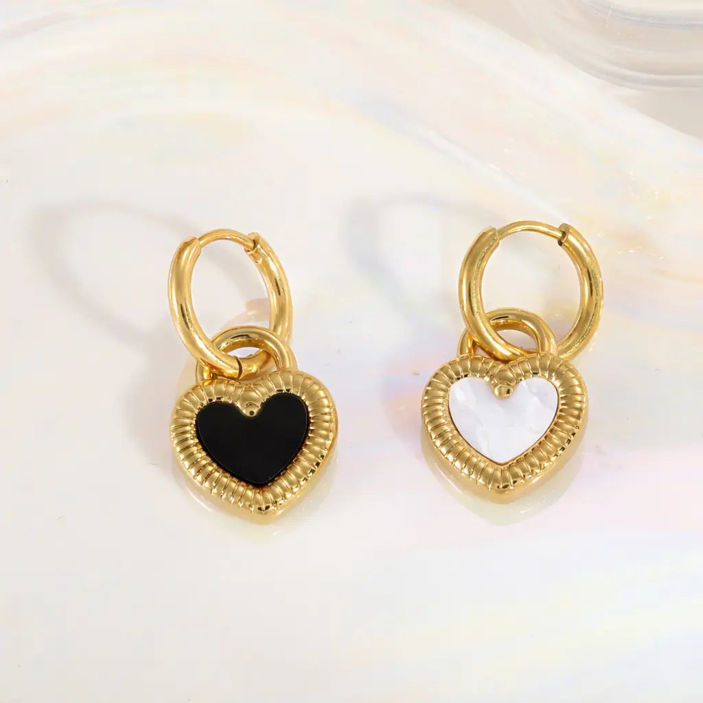 Goujons d’Oreilles Cœur Double Face – Plaqué Or PVD UMII