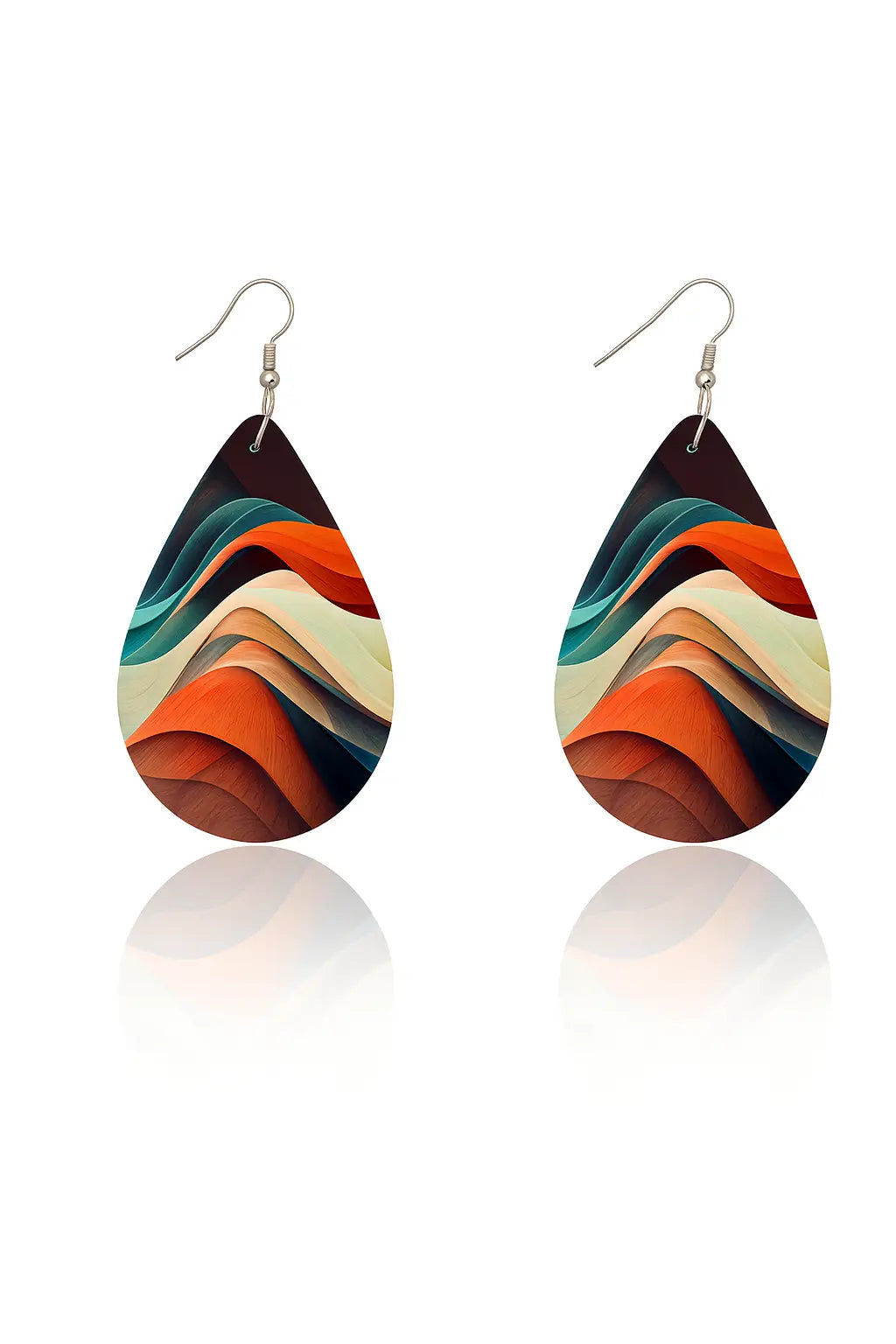 Boucles d’oreilles goutte en bois – Imprimé arc-en-ciel UMII