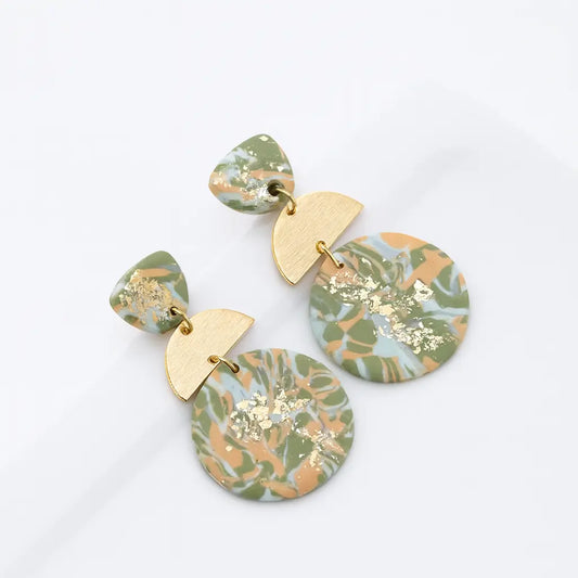 Pendants d’oreilles ronds demi-cercle – Doré & Multicolore UMII