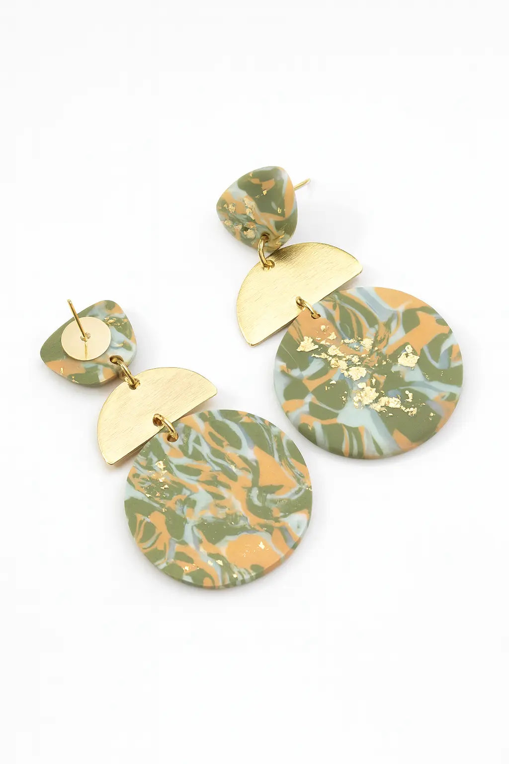 Pendants d’oreilles ronds demi-cercle – Doré & Multicolore UMII