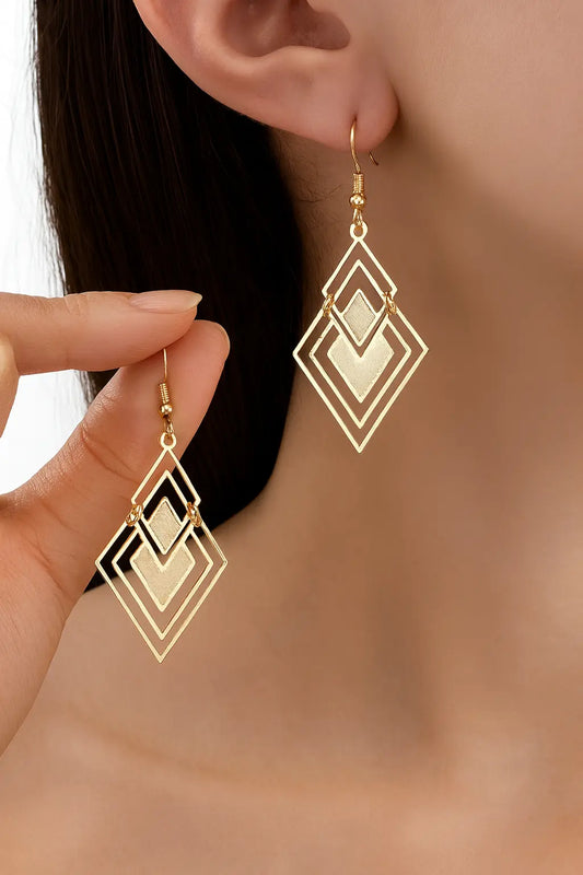 Boucles d’oreilles pendantes géométriques dorées – Style été chic UMII