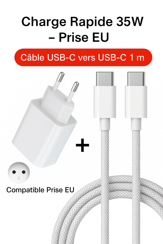 Chargeur Rapide PD 35W + Câble USB-C vers USB-C