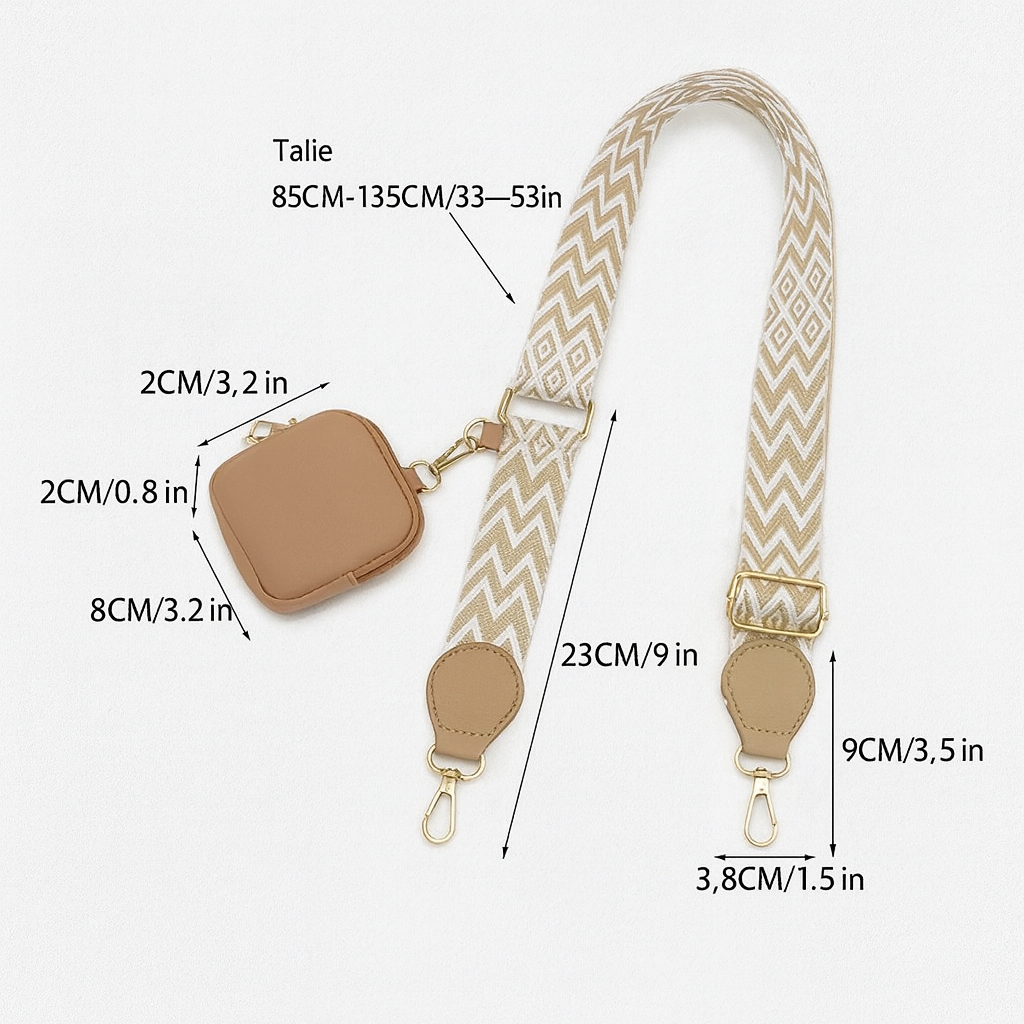 Set Bandoulière Réglable avec Porte-Monnaie – Mini Sac Bandoulière pour Pièces, Rouge à Lèvres et Clés