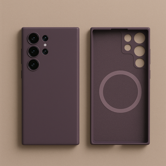 Coque Dark Purple en Silicone Liquide Magnétique avec MagSafe – Samsung Galaxy