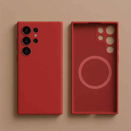 Coque Rouge en Silicone Liquide Magnétique avec MagSafe – Samsung Galaxy S23 Ultra