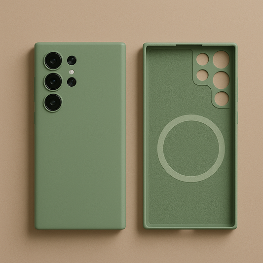 Coque Verte en Silicone Liquide Magnétique avec MagSafe – Samsung Galaxy