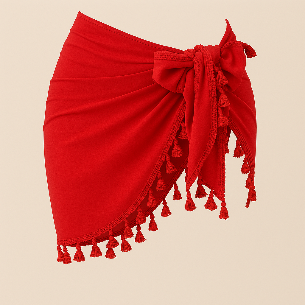 Sarong Femme 2025 – Jupe Courte en Mousseline de Soie avec Glands