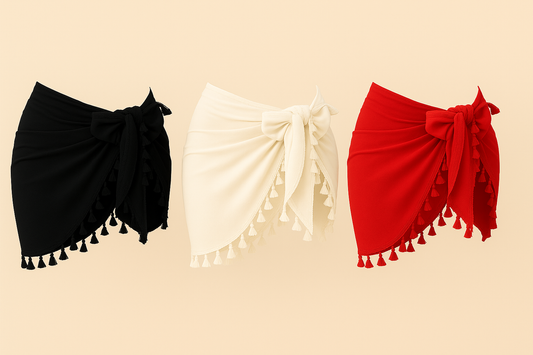 Sarong Femme 2025 – Jupe Courte en Mousseline de Soie avec Glands