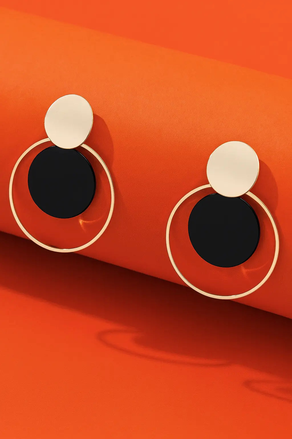 Boucles d’oreilles pendantes rondes – Noir et Bleu UMII