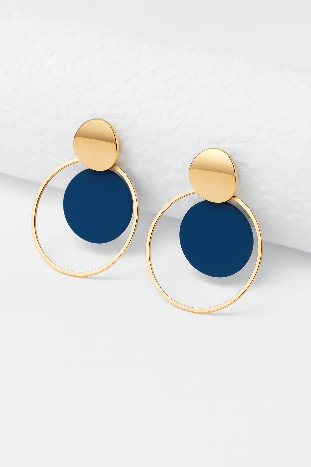 Boucles d’oreilles pendantes rondes – Noir et Bleu UMII