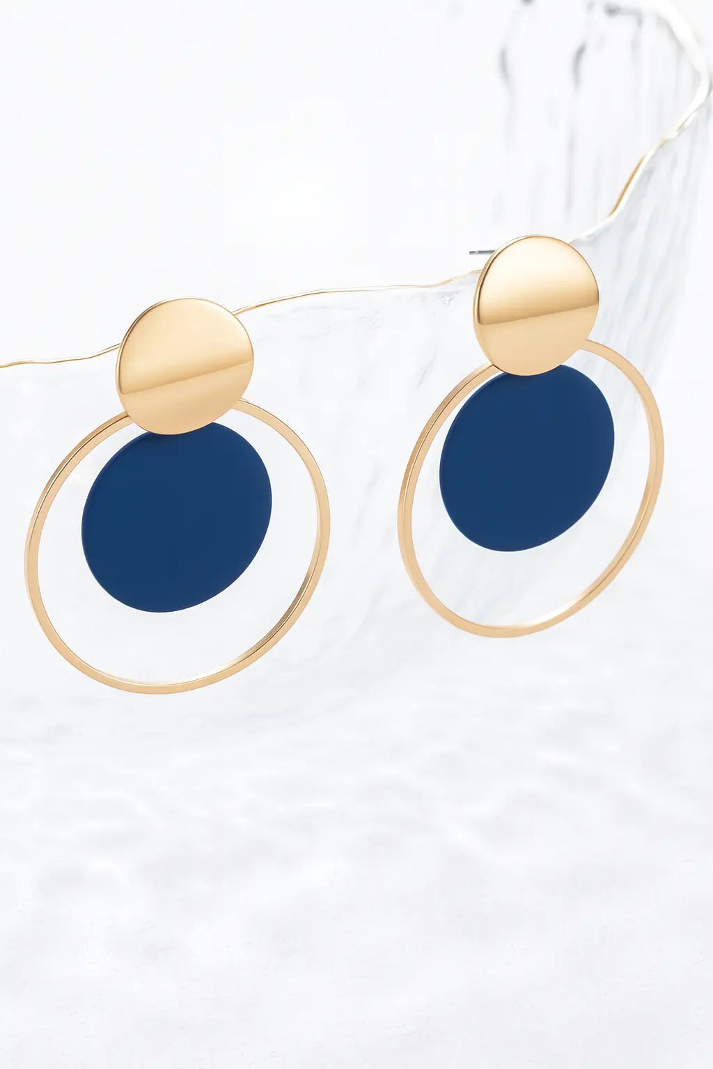 Boucles d’oreilles pendantes rondes – Noir et Bleu UMII